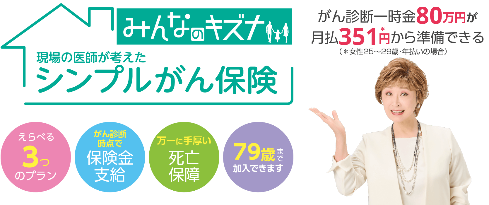 リーズナブルな保険料でがんに備えることができる【シンプルがん保険「みんなのキズナ」】